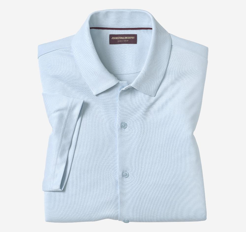 johnston & murphy Vintage Birdseye Button-Front Shirt Light Blue
