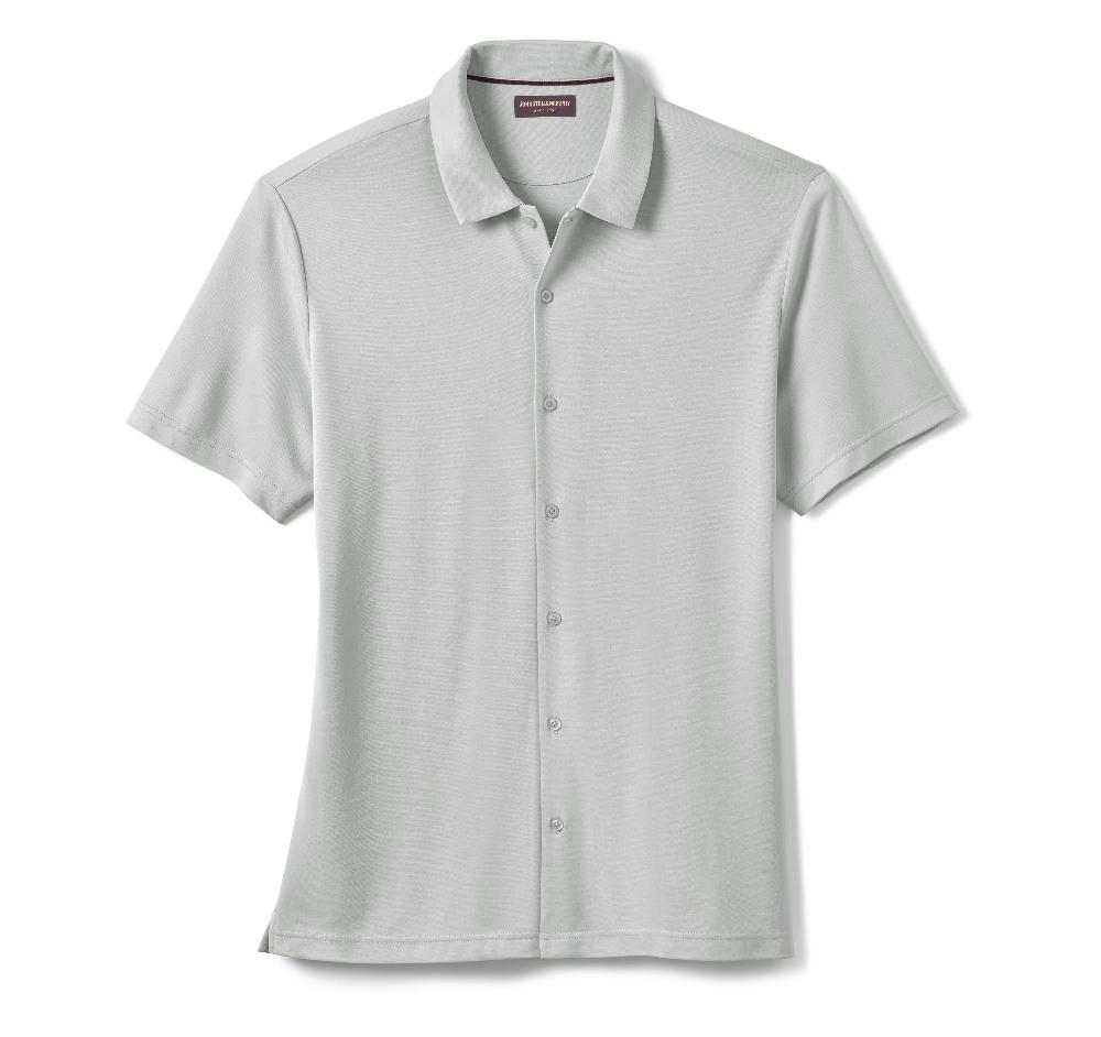 Johnston & Murphy Vintage Birdseye Button-Front Shirt Light Gray