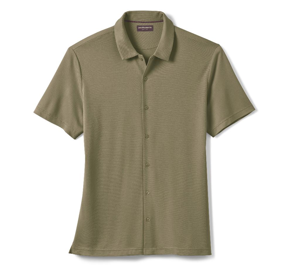 Johnston & Murphy Vintage Birdseye Button-Front Shirt Olive
