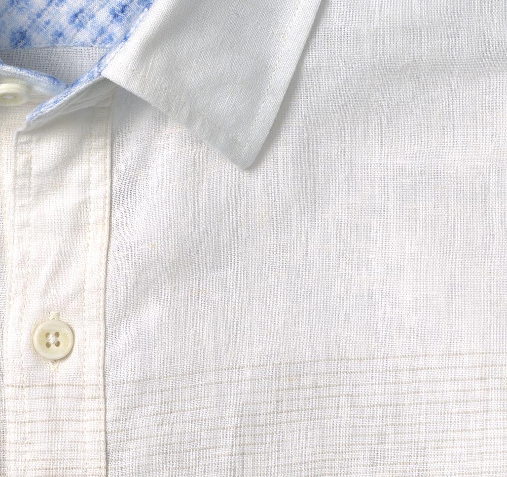 Johnston & Murphy Washed Linen-Blend Shirt Tan/Blue Ombré