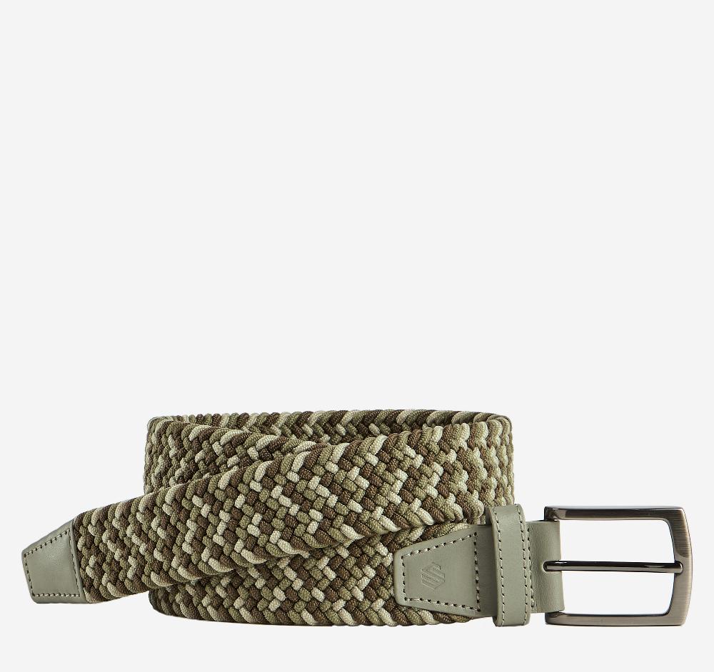johnston & murphy Woven Stretch-Knit Belt Green Multi