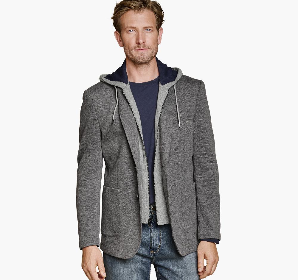 Johnston & Murphy XC Flex® Knit Blazer With Removable Hooded Bib Gray