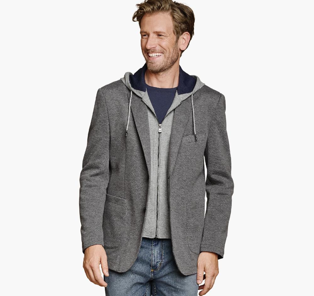 Johnston & Murphy XC Flex® Knit Blazer With Removable Hooded Bib Gray