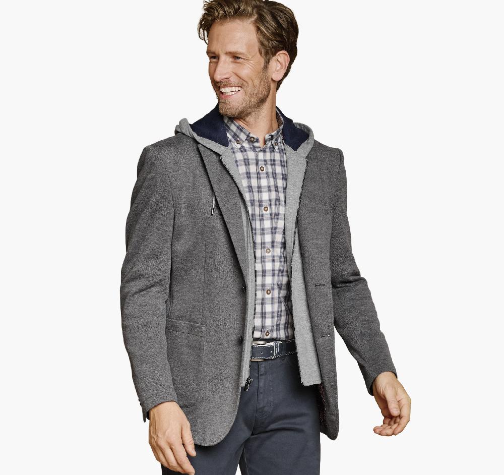 johnston & murphy XC Flex® Knit Blazer with Removable Hooded Bib Gray