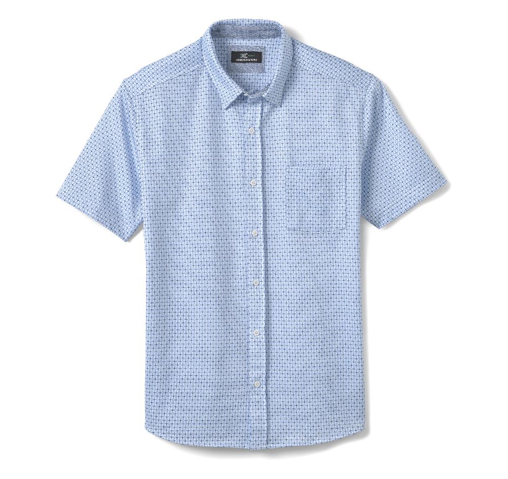 Johnston & Murphy XC Flex® Short-Sleeve Birdseye Shirt Blue Flower