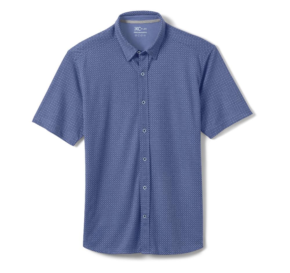 Johnston & Murphy XC Flex® Short-Sleeve Print Knit Shirt Blue Heather