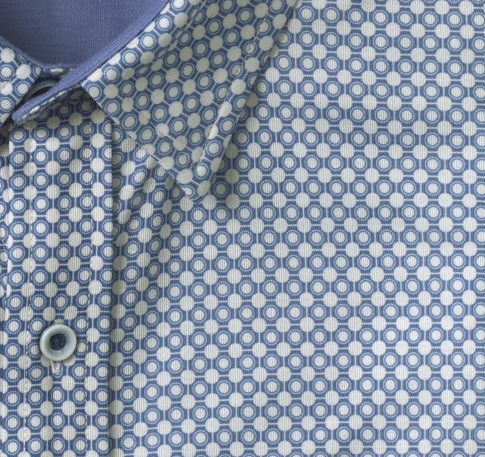 Johnston & Murphy XC Flex® Short-Sleeve Print Knit Shirt Light Gray Heather