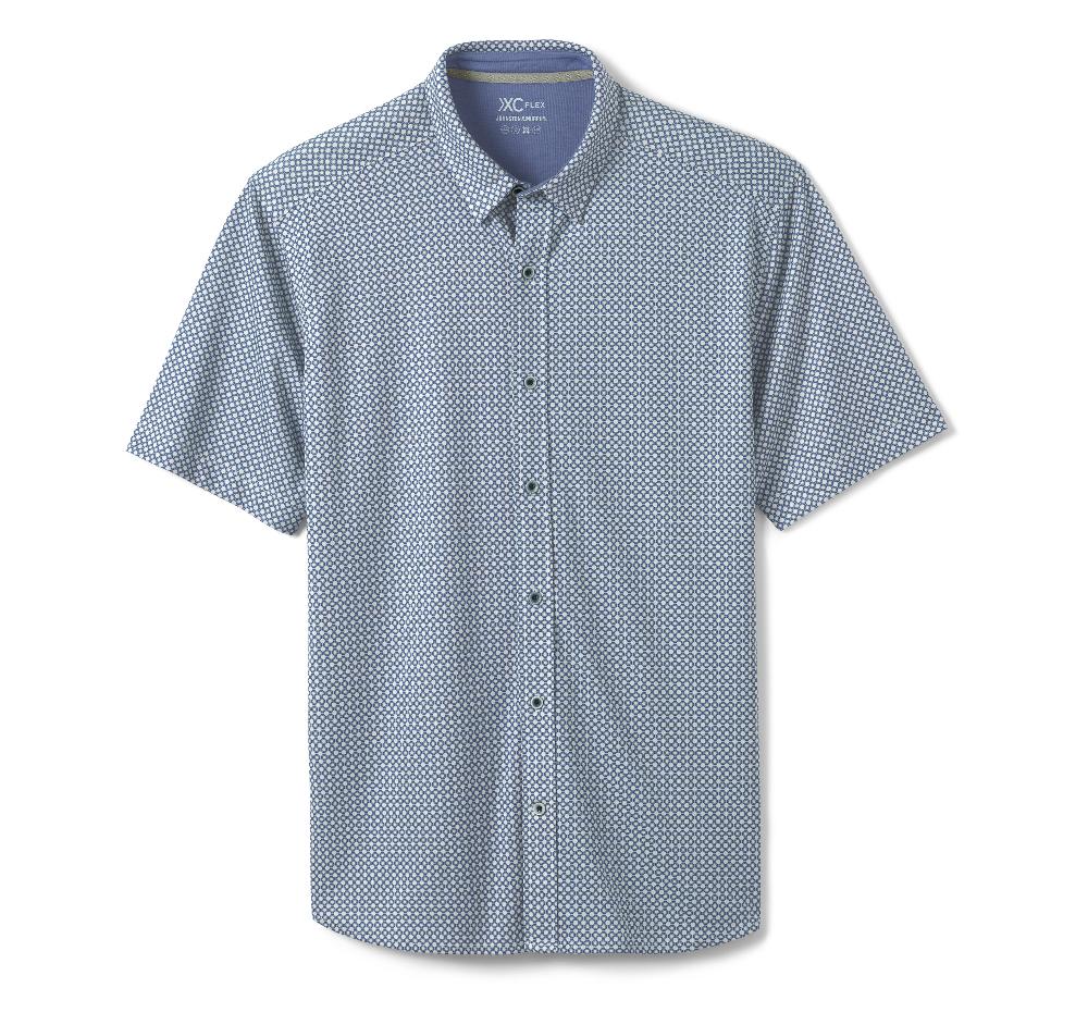 Johnston & Murphy XC Flex® Short-Sleeve Print Knit Shirt Light Gray Heather