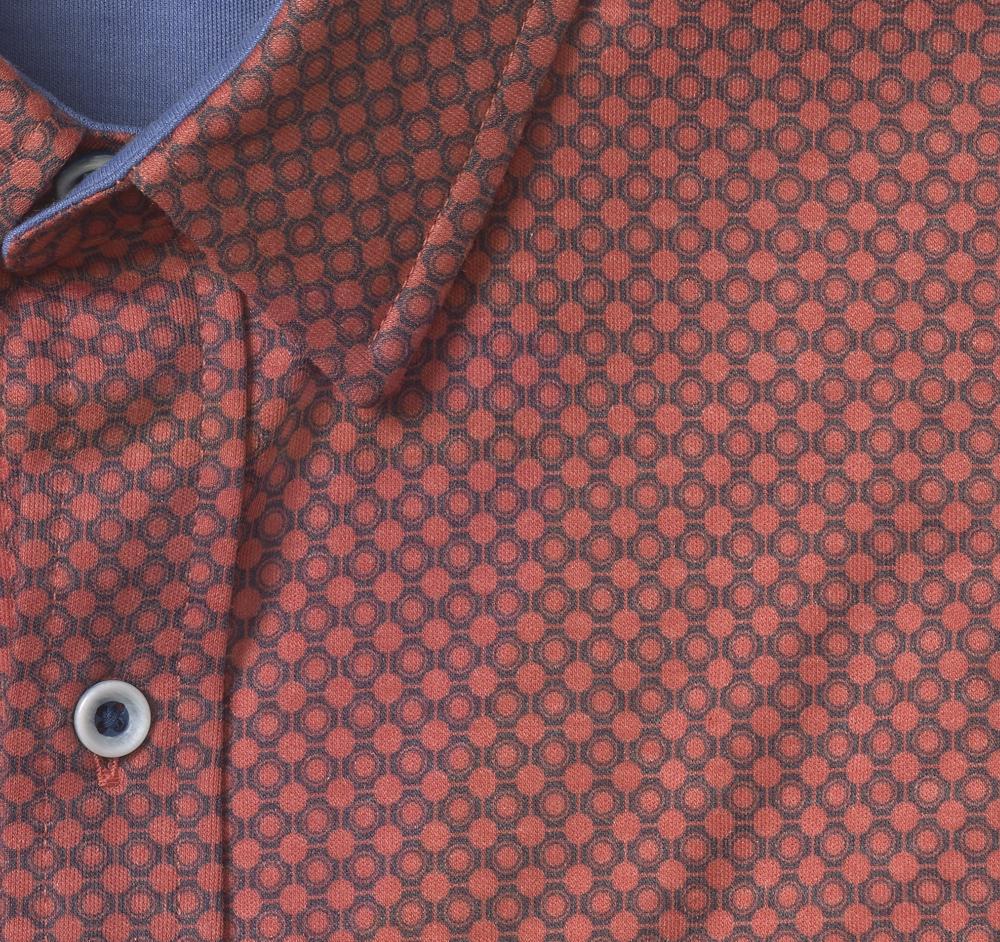 Johnston & Murphy XC Flex® Short-Sleeve Print Knit Shirt Red Heather