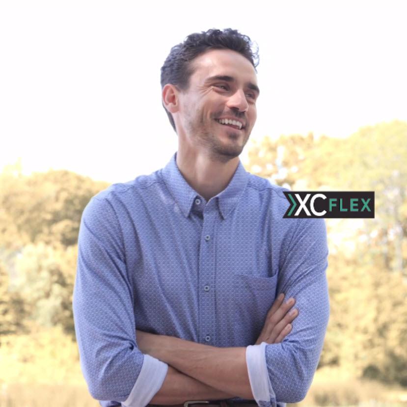 Johnston & Murphy XC Flex® Stretch Long-Sleeve Shirt Blue Diamond Grid Print