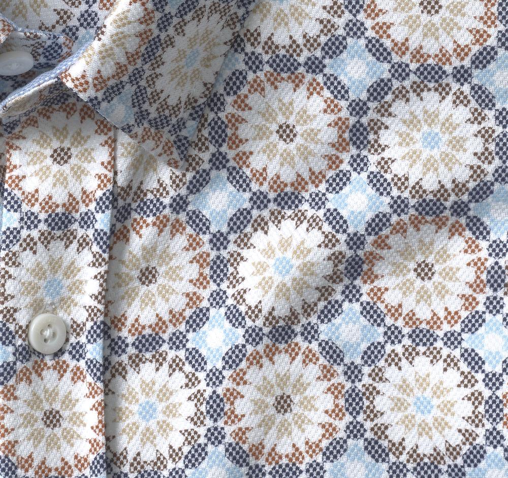 Johnston & Murphy XC Flex® Stretch Long-Sleeve Shirt Blue Multi Birdseye Mosaic