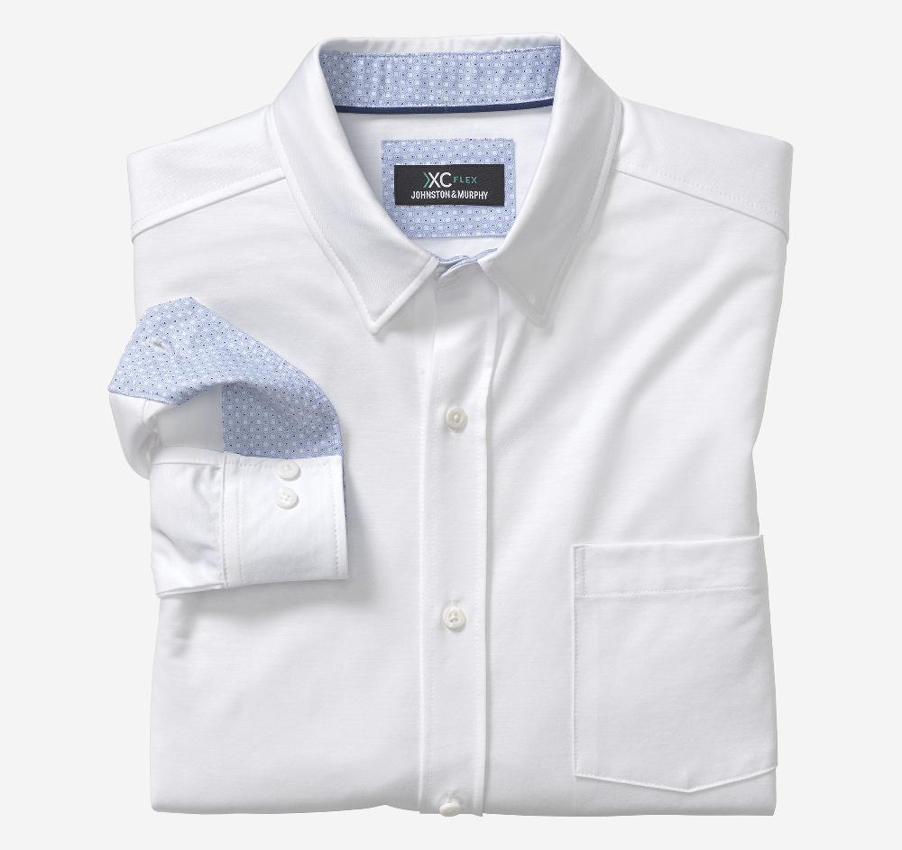 johnston & murphy XC Flex® Stretch Long-Sleeve Shirt White Solid