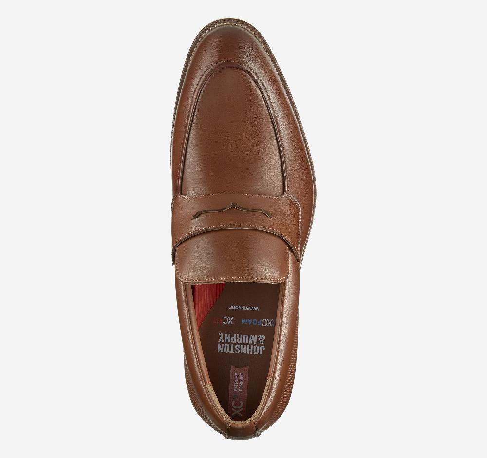 Johnston & Murphy XC+™ Copley Penny Loafer Cognac Waterproof Full Grain Leather