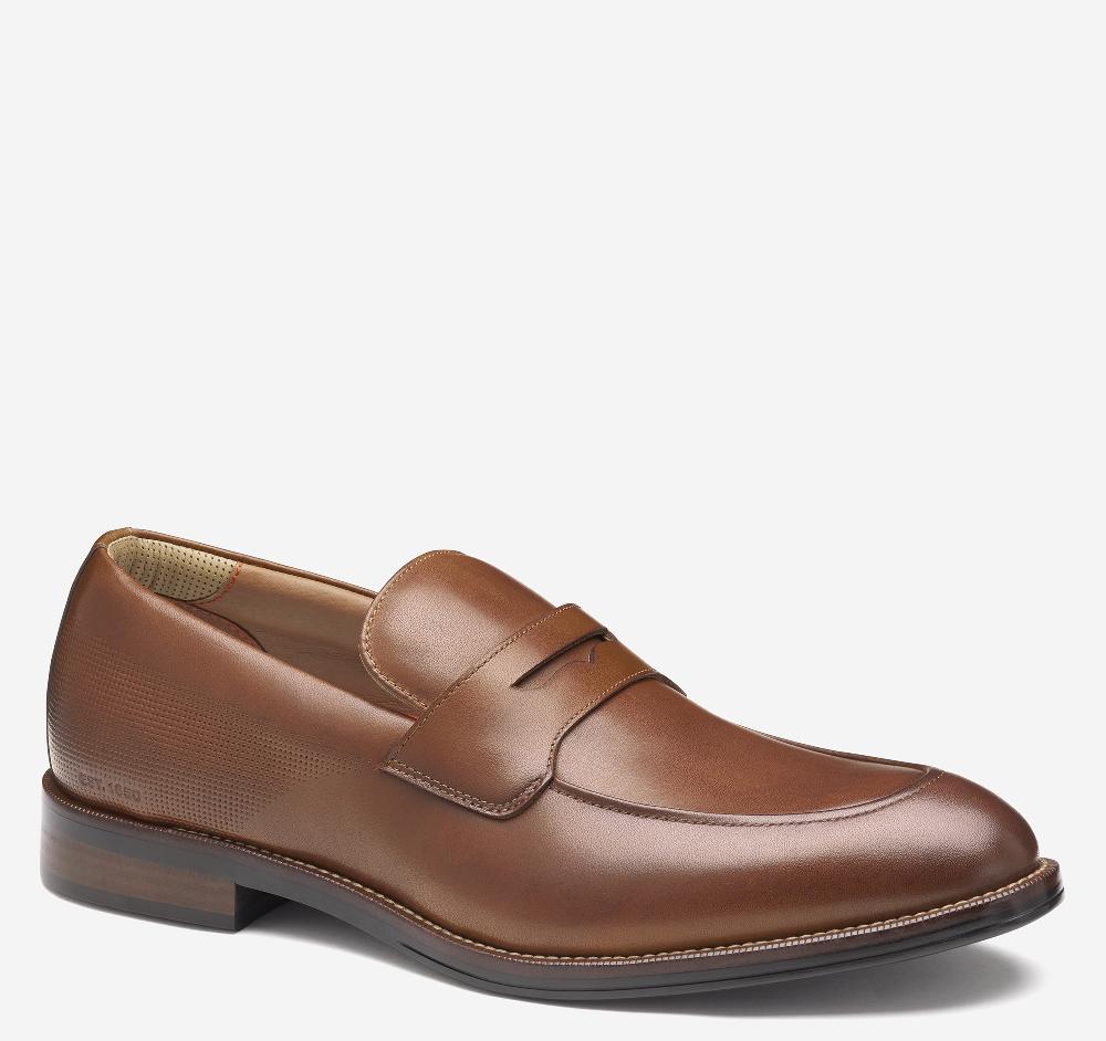 johnston & murphy XC+™ Copley Penny Loafer Cognac Waterproof Full Grain Leather