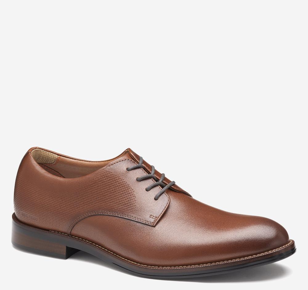 johnston & murphy XC+™ Copley Plain Toe Cognac Embossed Waterproof Full Grain Leather
