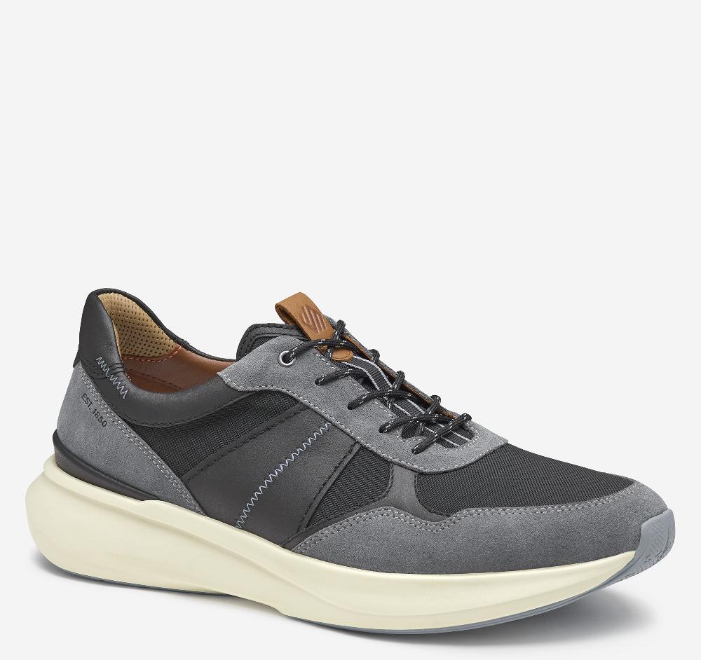 johnston & murphy XC+™ Declan Jogger Gray Suede/Black Waterproof Full Grain Leather