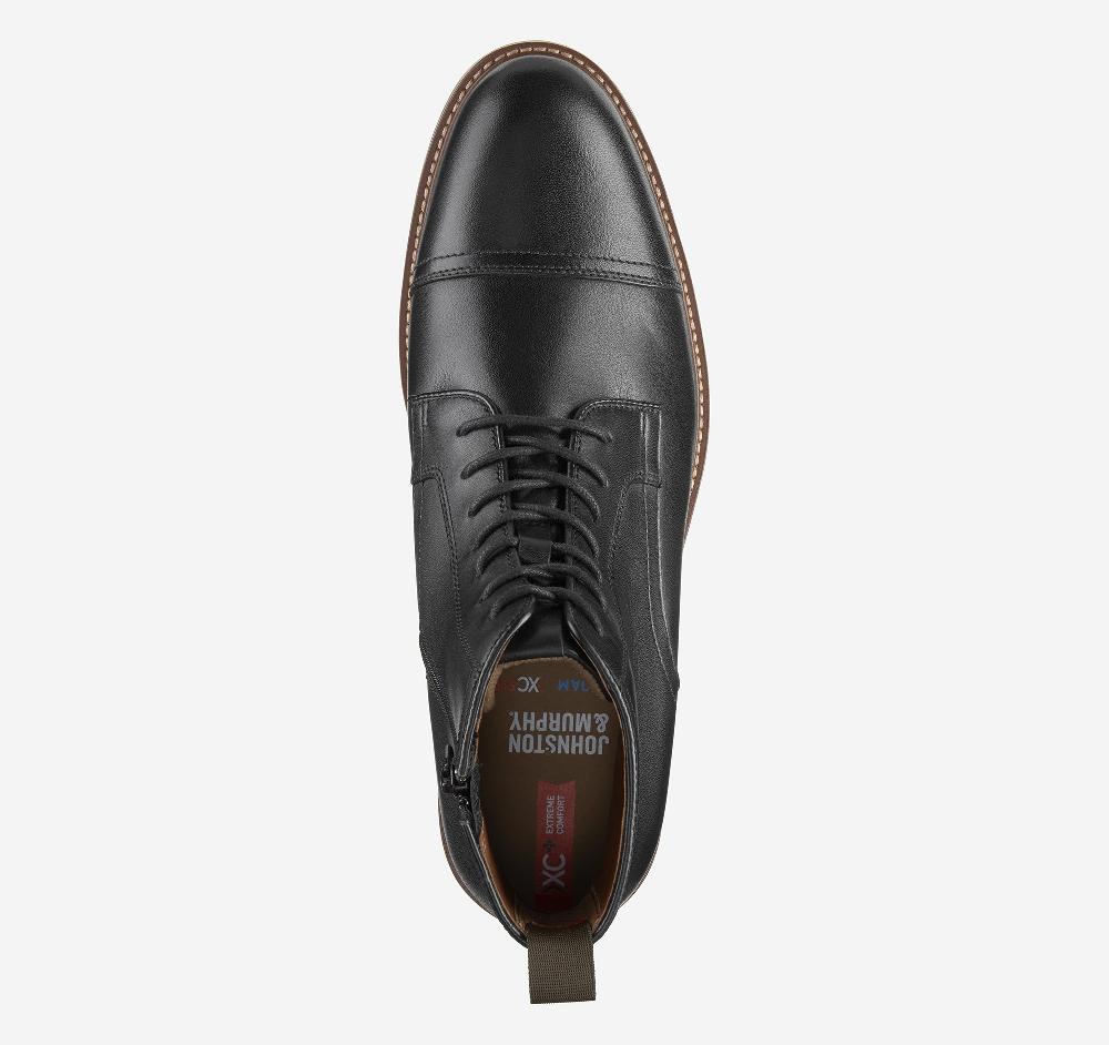 Johnston & Murphy XC+™ Durham Cap Toe Boot Black Waterproof Full Grain Leather