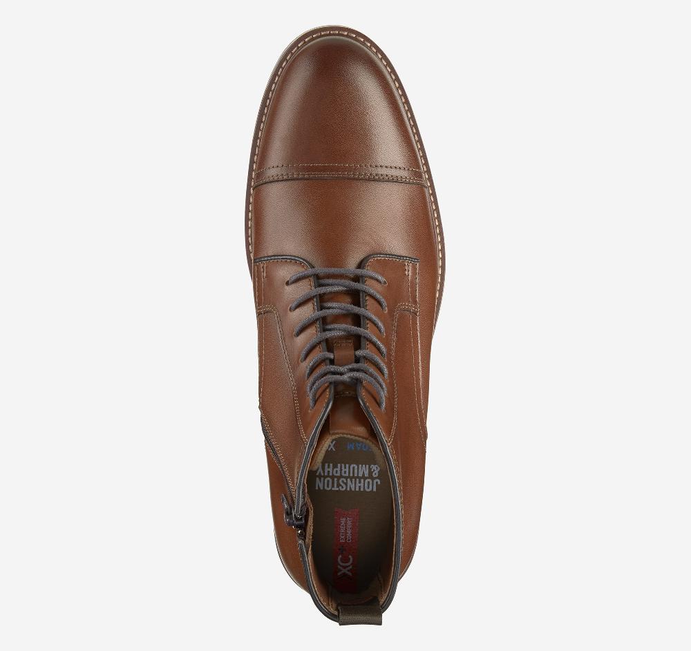 Johnston & Murphy XC+™ Durham Cap Toe Boot Cognac Waterproof Full Grain Leather