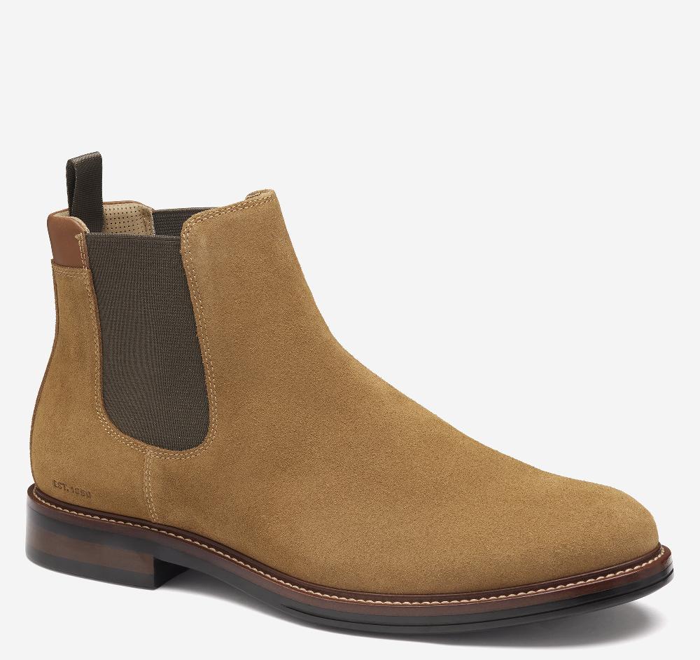 johnston & murphy XC+™ Durham Chelsea Boot Snuff Waterproof Waxed Suede