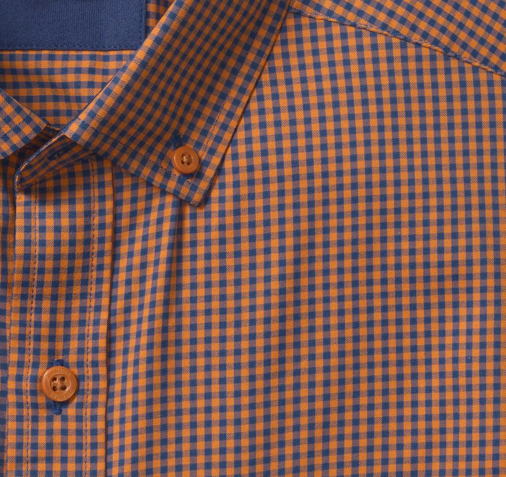 Johnston & Murphy XC4® Long-Sleeve Stretch-Woven Shirt Rust/Navy Gingham