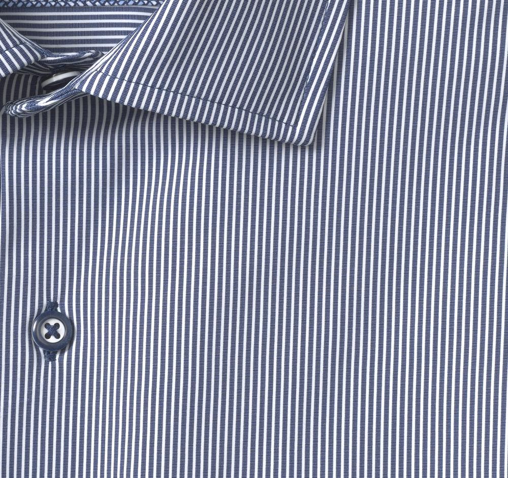 Johnston & Murphy XC4® Motion Long-Sleeve Dress Knit Shirt Navy Fine Stripe