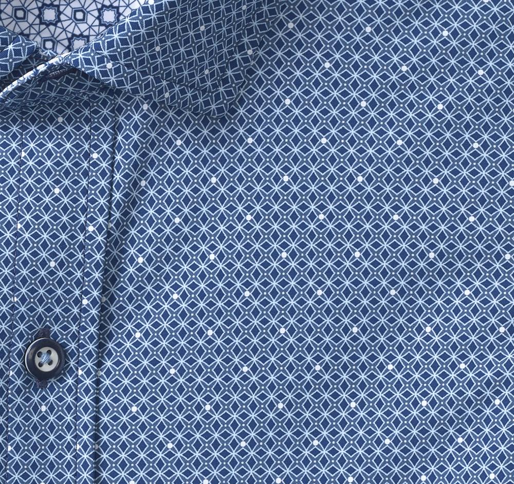 Johnston & Murphy XC4® Motion Long-Sleeve Print Knit Shirt Navy Star Grid