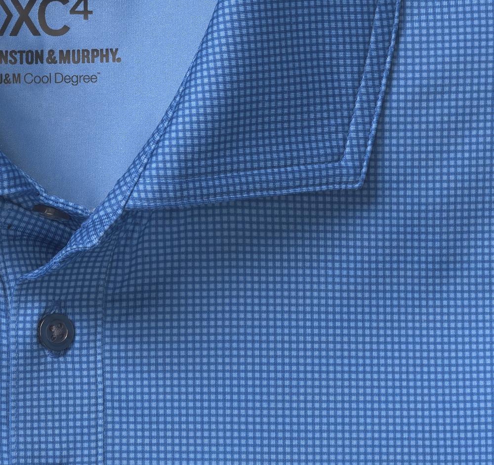 Johnston & Murphy XC4® Performance Gingham Polos + Cool Degree™ Blue/Navy Mini Gingham