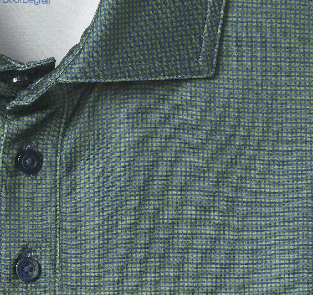 Johnston & Murphy XC4® Performance Gingham Polos + Cool Degree™ Green/Navy Mini Gingham