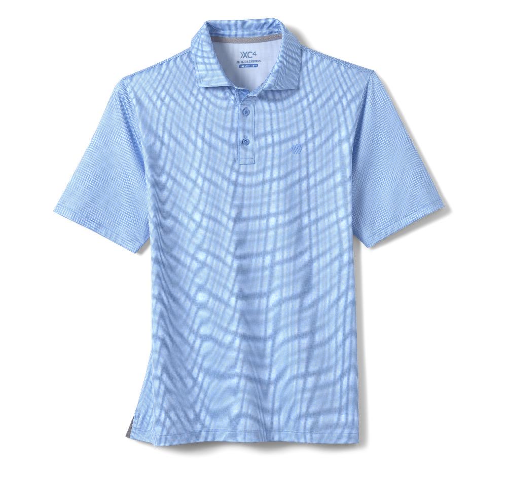 Johnston & Murphy XC4® Performance Gingham Polos + Cool Degree™ Light Blue/White Mini Gingham