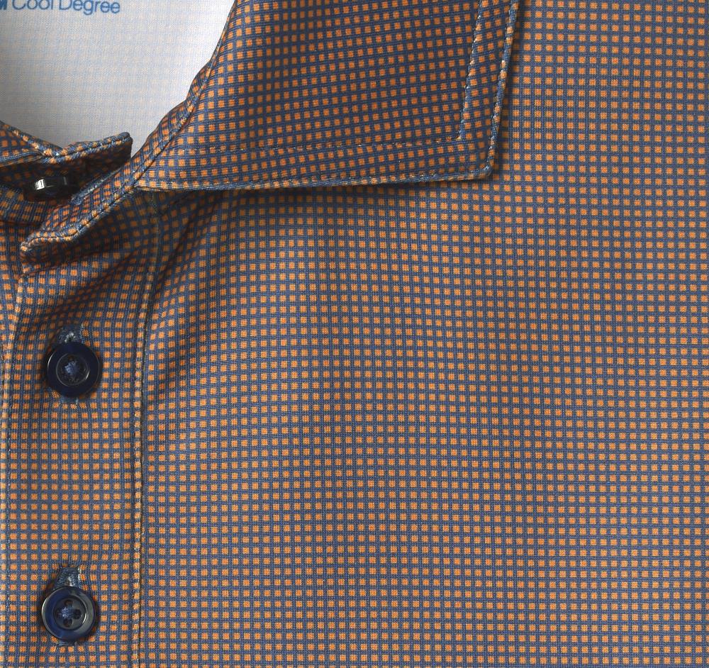 Johnston & Murphy XC4® Performance Gingham Polos + Cool Degree™ Orange/Navy Mini Gingham