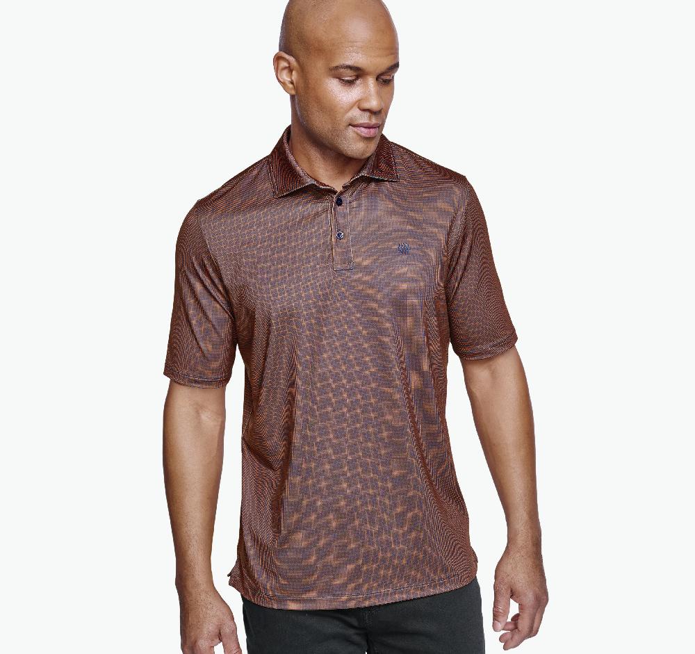 johnston & murphy XC4® Performance Gingham Polos + Cool Degree™ Orange/Navy Mini Gingham