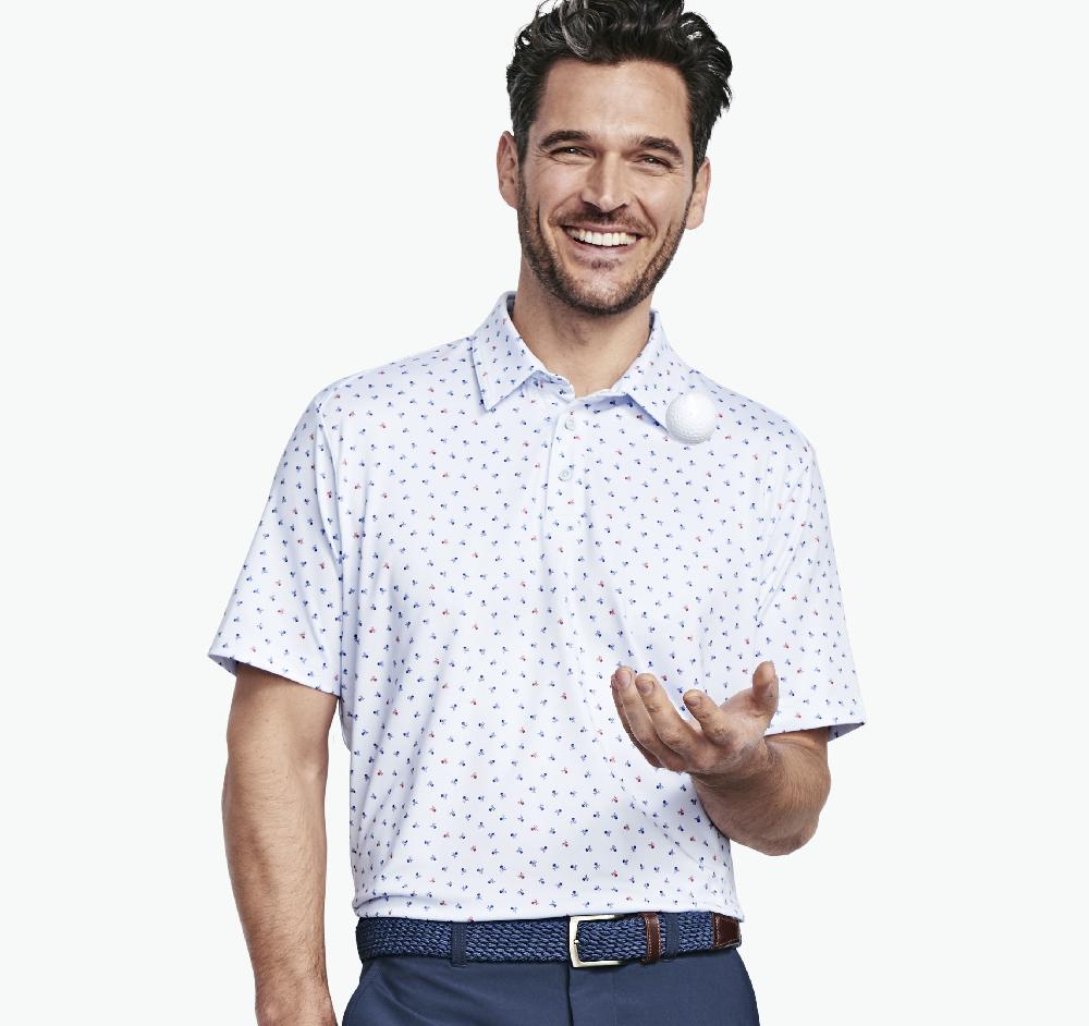 johnston & murphy XC4® Performance Polo Light Blue Skull