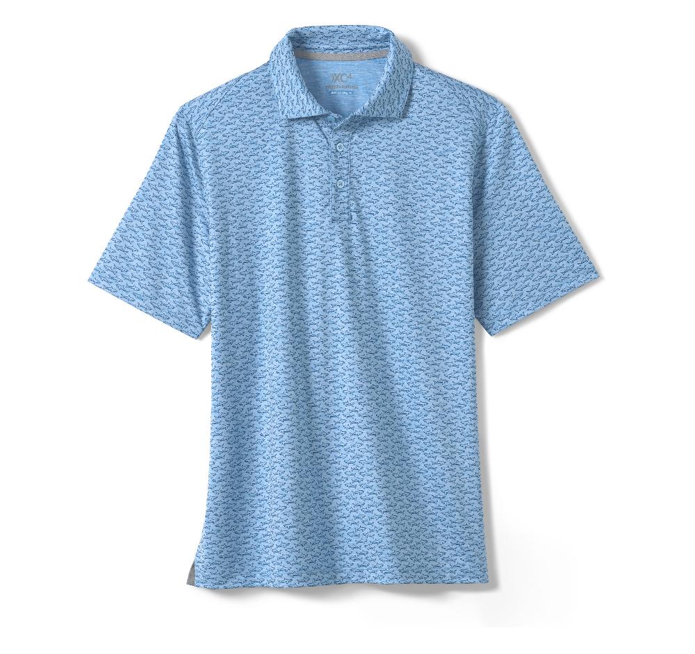 Johnston & Murphy XC4® Performance Print Polos + Cool Degree™ Blue Shark