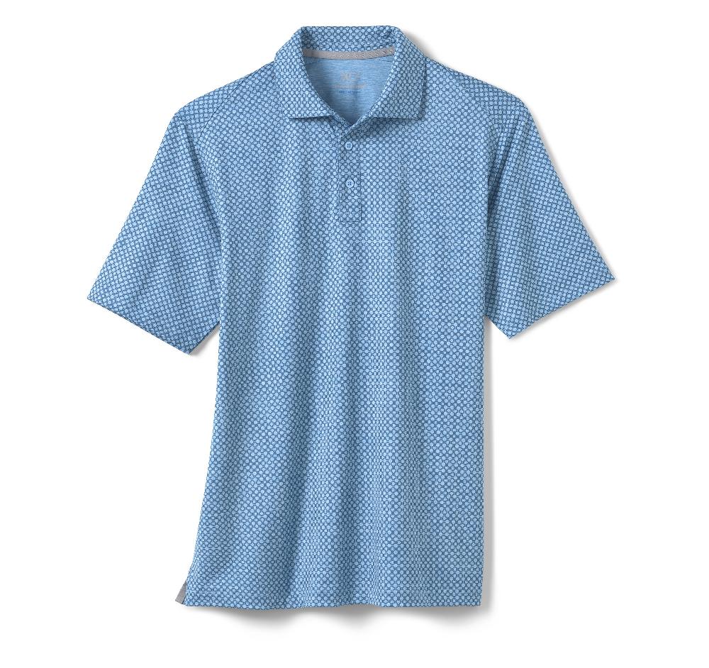 Johnston & Murphy XC4® Performance Print Polos + Cool Degree™ Blue Geo Circle