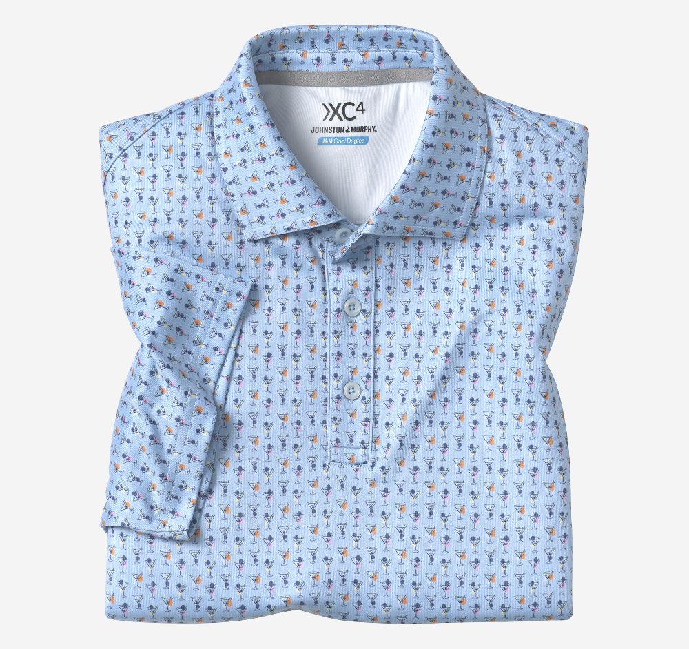 Johnston & Murphy XC4® Performance Print Polos + Cool Degree™ Blue/Multi Mini Martini