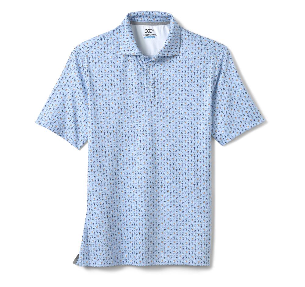 Johnston & Murphy XC4® Performance Print Polos + Cool Degree™ Blue/Multi Mini Martini