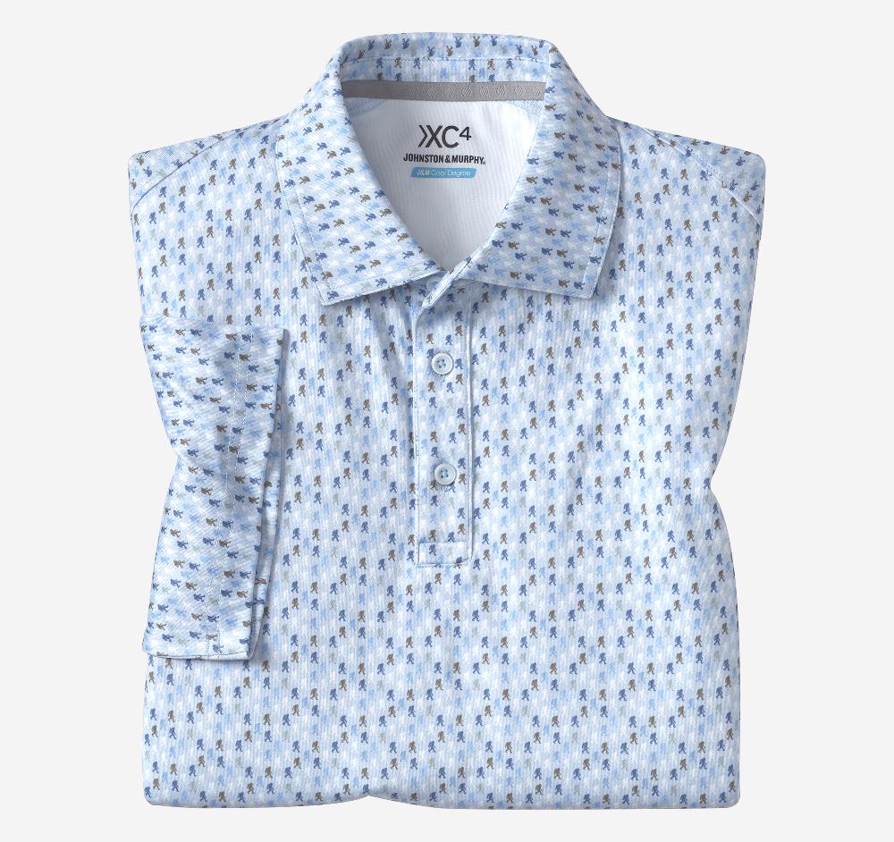 Johnston & Murphy XC4® Performance Print Polos + Cool Degree™ Blue Yeti