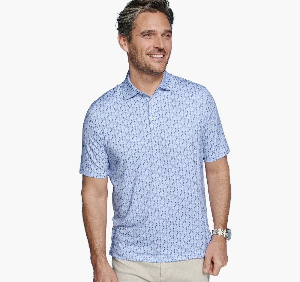 johnston & murphy XC4® Performance Print Polos + Cool Degree™ Blue Yeti