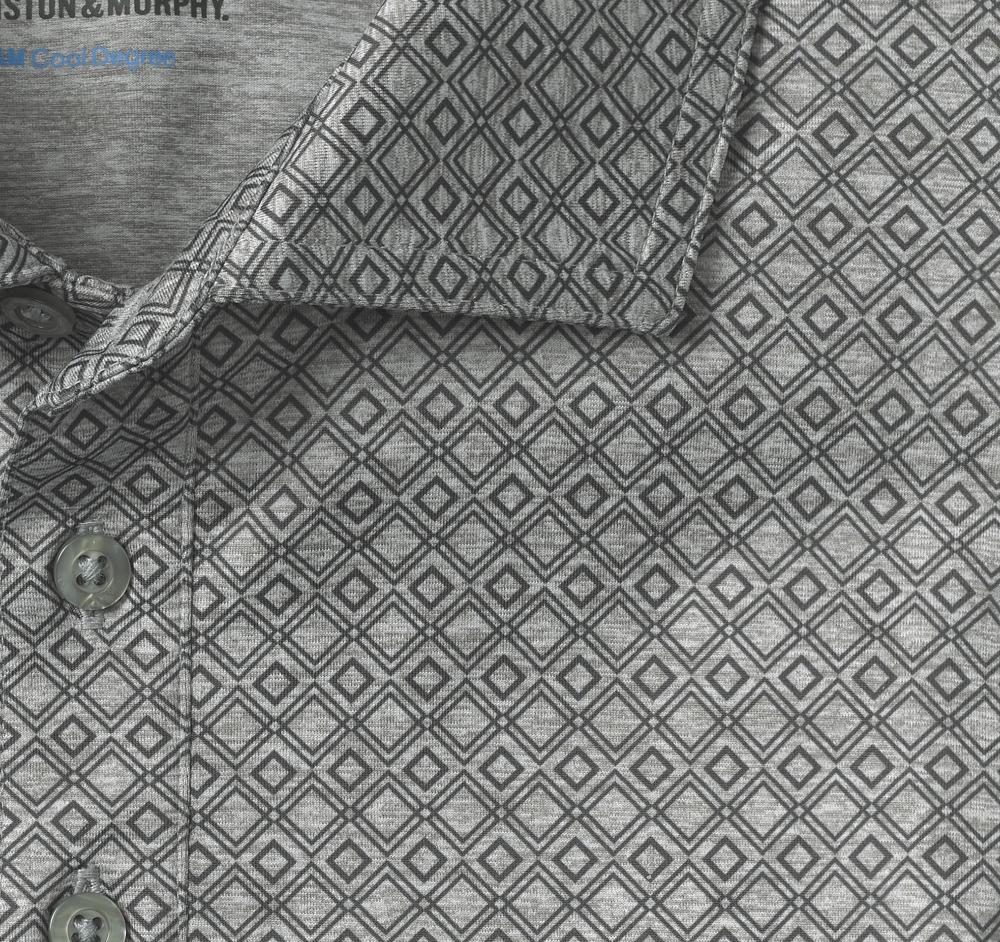 Johnston & Murphy XC4® Performance Print Polos + Cool Degree™ Gray Diamonds