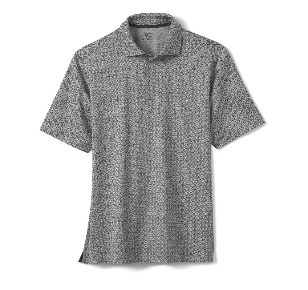 Johnston & Murphy XC4® Performance Print Polos + Cool Degree™ Gray Diamonds