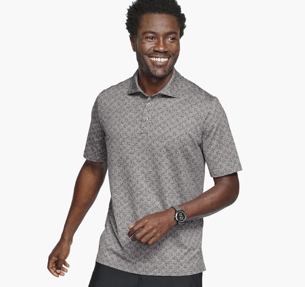 johnston & murphy XC4® Performance Print Polos + Cool Degree™ Gray Airplane