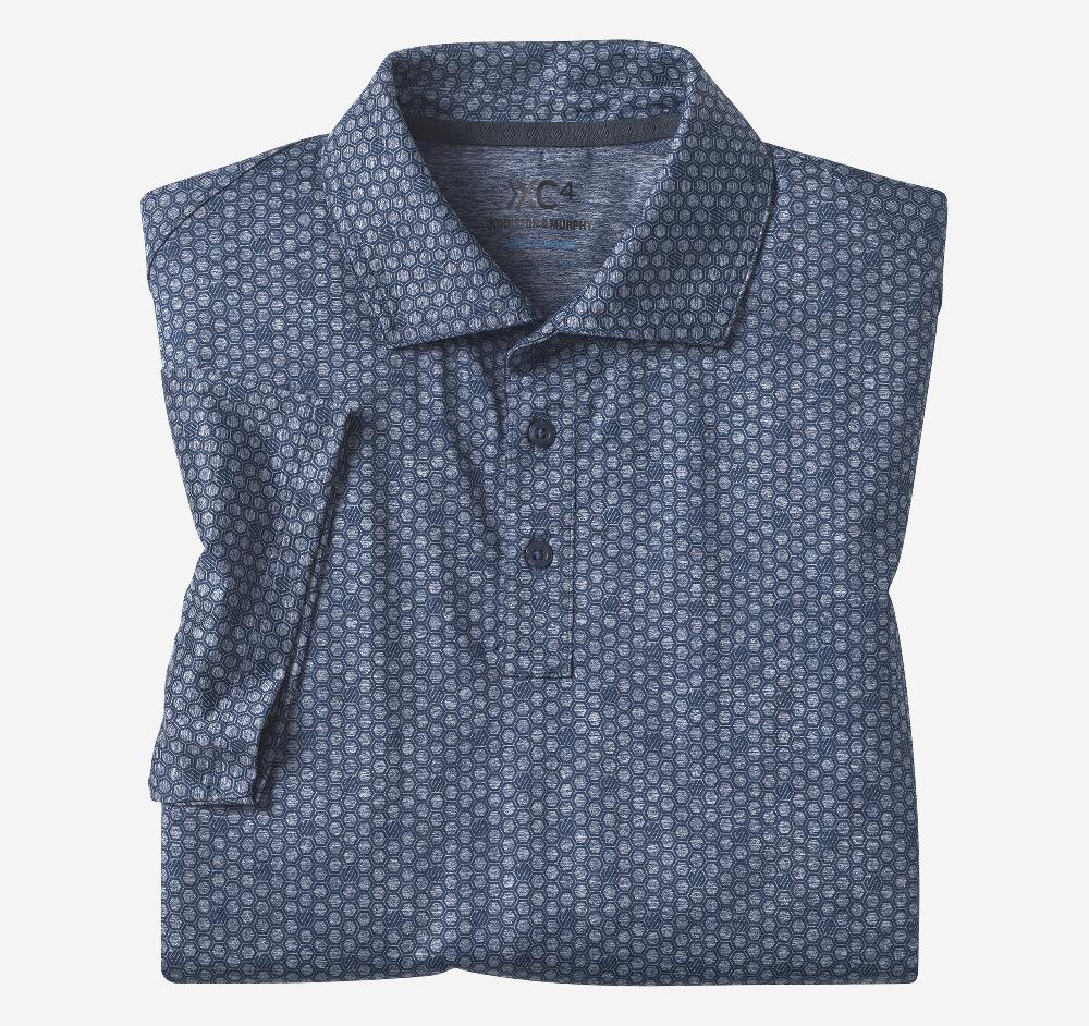 Johnston & Murphy XC4® Performance Print Polos + Cool Degree™ Navy Icon