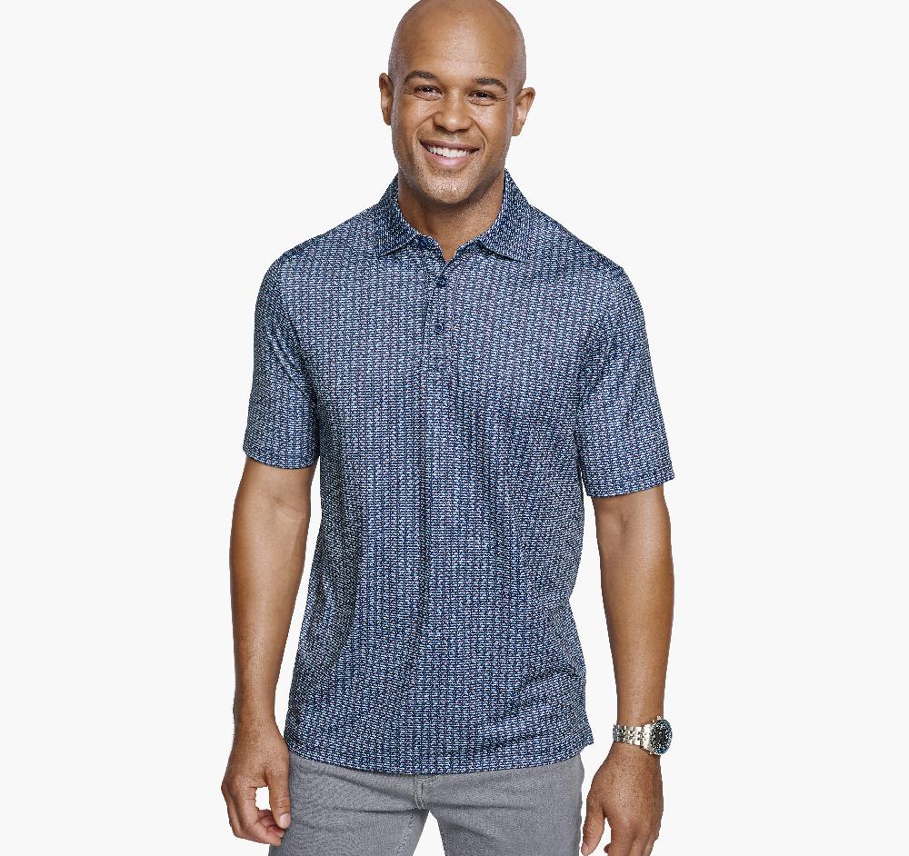 johnston & murphy XC4® Performance Print Polos + Cool Degree™ Navy Micro Shark