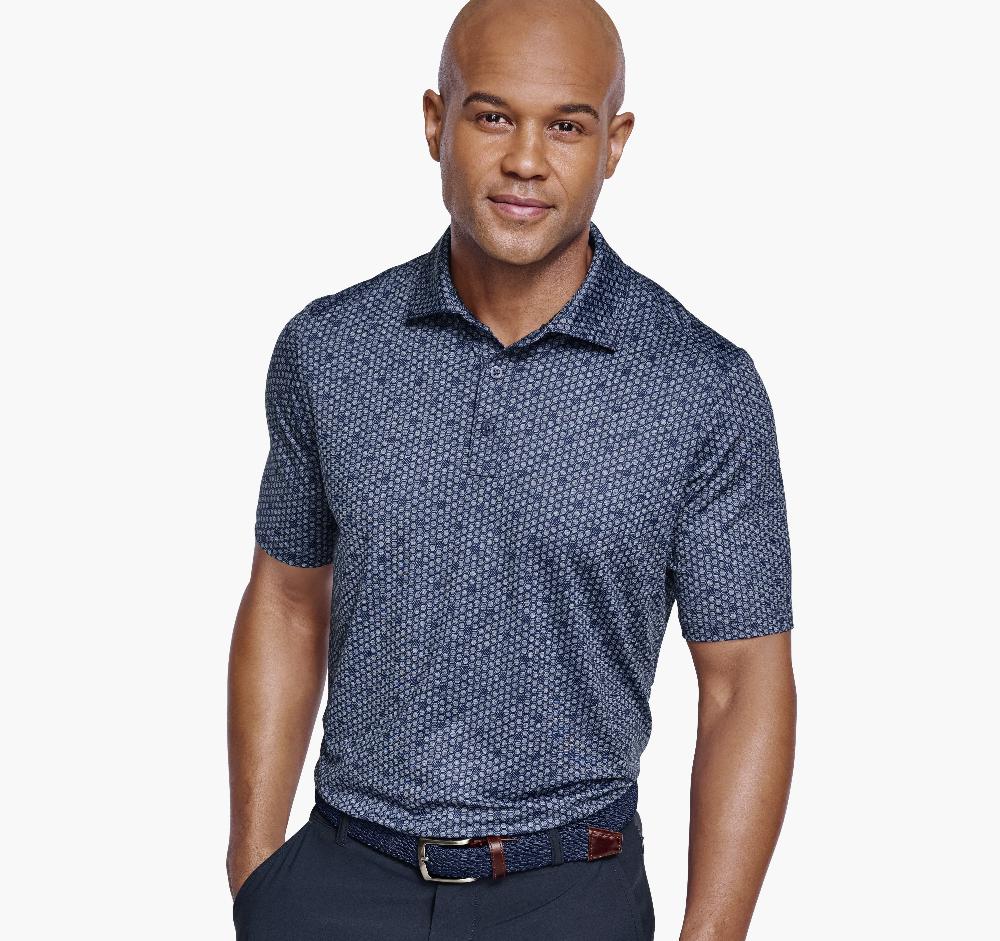 johnston & murphy XC4® Performance Print Polos + Cool Degree™ Navy Icon