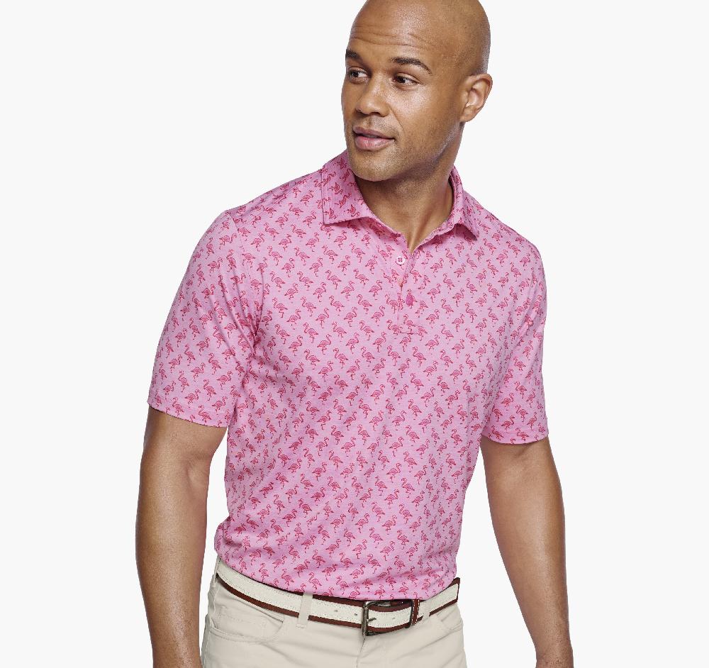 johnston & murphy XC4® Performance Print Polos + Cool Degree™ Pink Flamingo