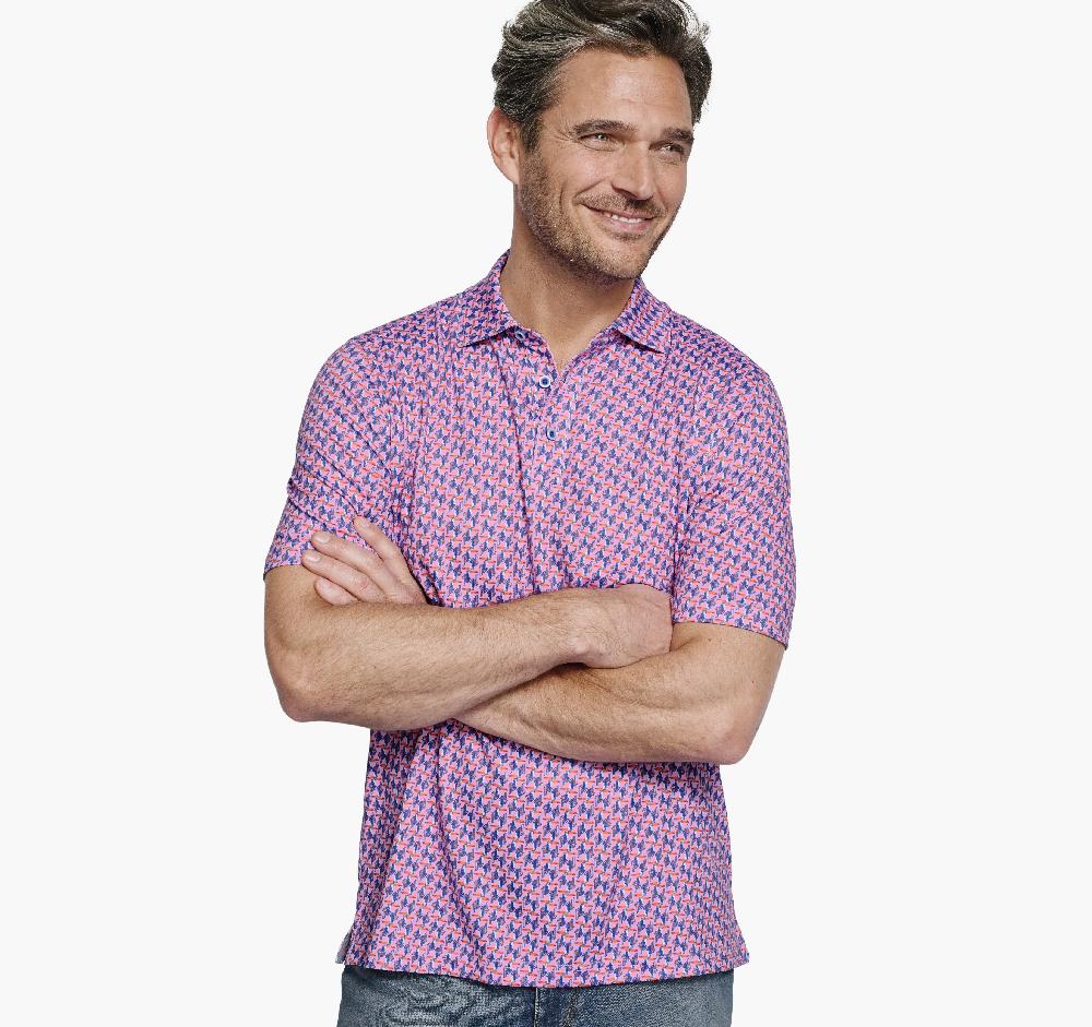 johnston & murphy XC4® Performance Print Polos + Cool Degree™ Pink Toucan