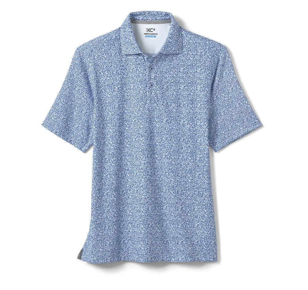 Johnston & Murphy XC4® Performance Print Polos + Cool Degree™ White/Navy Boat