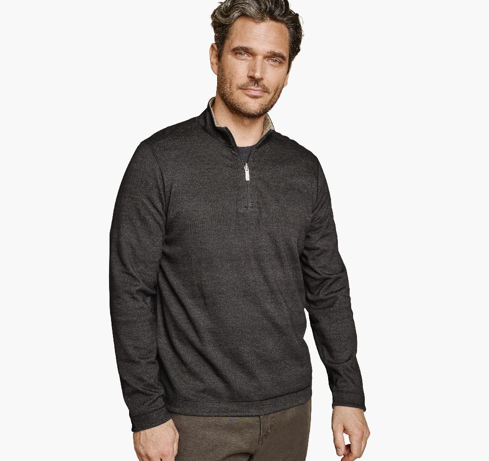 johnston & murphy XC4® Performance Reversible Quarter-Zip Black/Gold