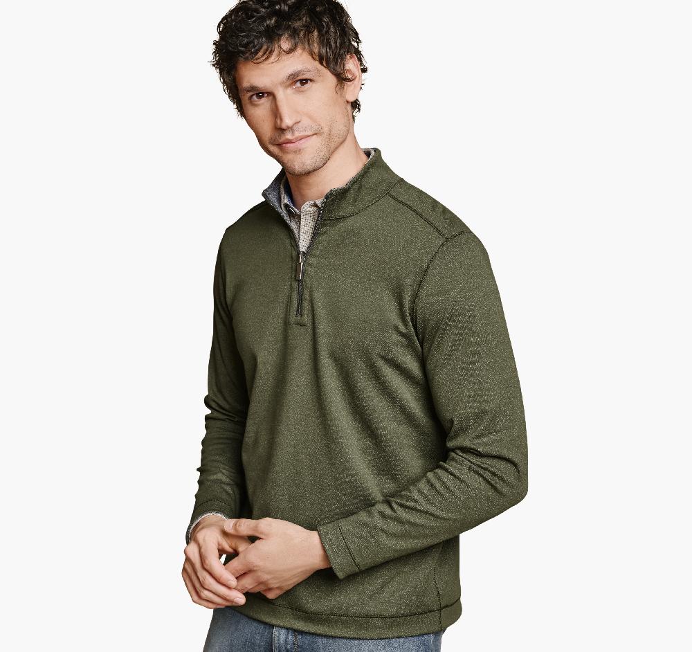 johnston & murphy XC4® Performance Reversible Quarter-Zip Olive/Navy