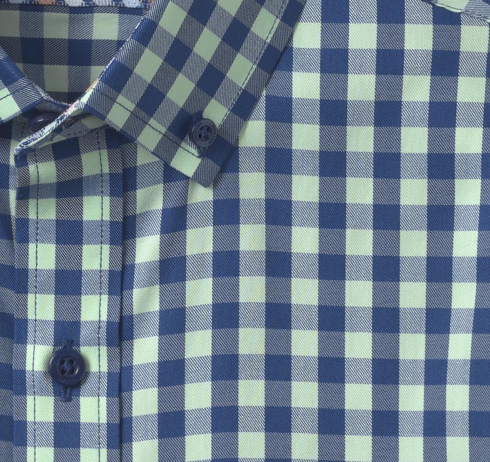 Johnston & Murphy XC4® Performance Shirt Mint/Navy Gingham